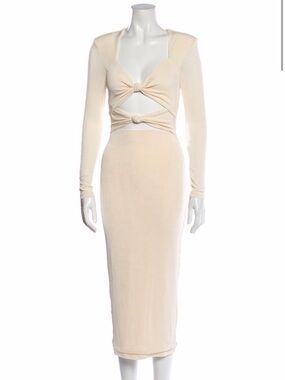 Misha Collection V-Neck Cutout Long Dress NWT XS | Cream Ivory | US2 UK6